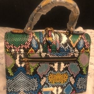 This is a bag I bought from Aldo.It is multicolored.Has 2 pockets.
